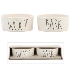 NWT🌟 Rae Dunn 2pk 6in Woof Bark Dog Bowl Set